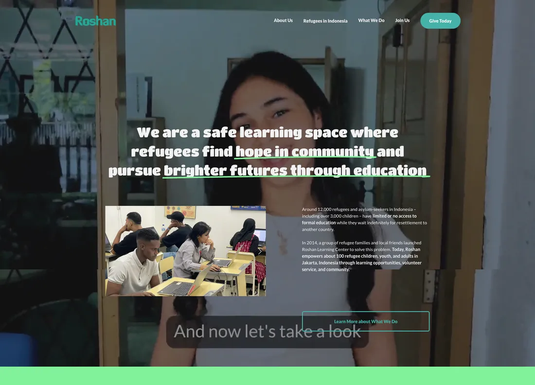 Roshan Learning Center refugee education website